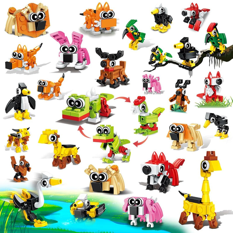 30 Pack Party Favors For Kids Building Toy, 750 Pcs Animals Building Block