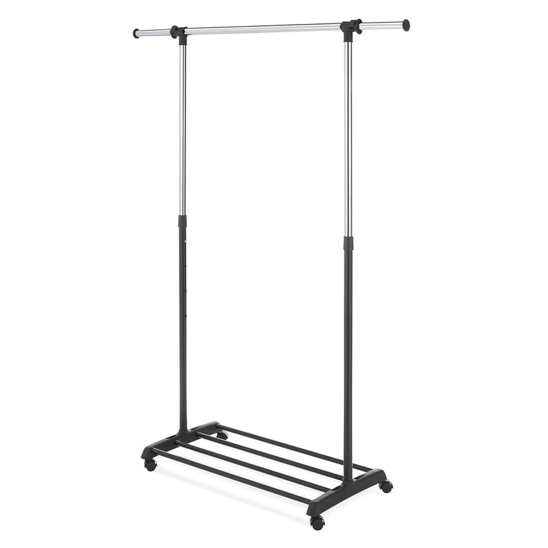 Deluxe Adjustable Garment Rack - Rolling Clothes Organizer - Black And Chrome