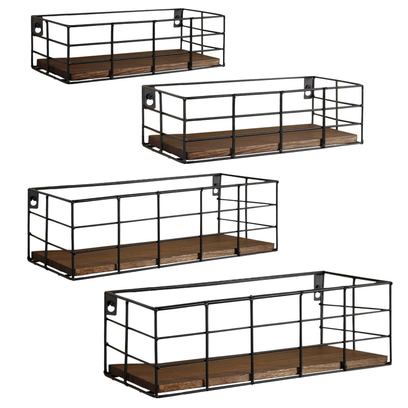 Hanging Floating Shelves, 4 Sets Of Wall Mounted Shelves For Wall Storage, Han
