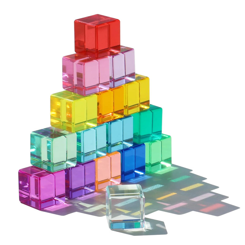 Rainbow Crystal Acrylic Cubes Children Learning Color Light Shadow Toy, Sta