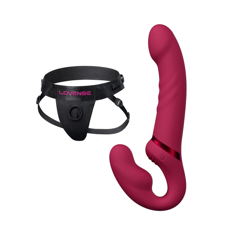 Lapis Strapless Strap On Dildos Double-Ended G Spot Vibrator Adult Toy For Couple Pegging+ Harness Adjustable Wearable Panties Belt For Adult Sex Toy Women Lesbian Couples Pleasure