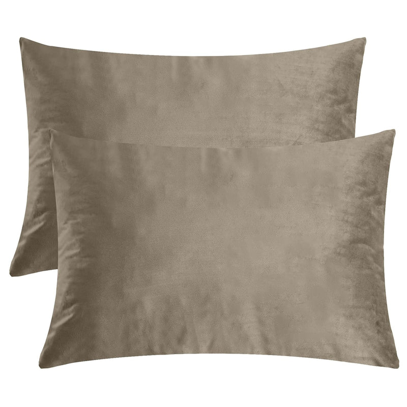 Soft Velvet Pillowcase Bed Pillow Cover For Hair And Skin, Queen Size (Camel B