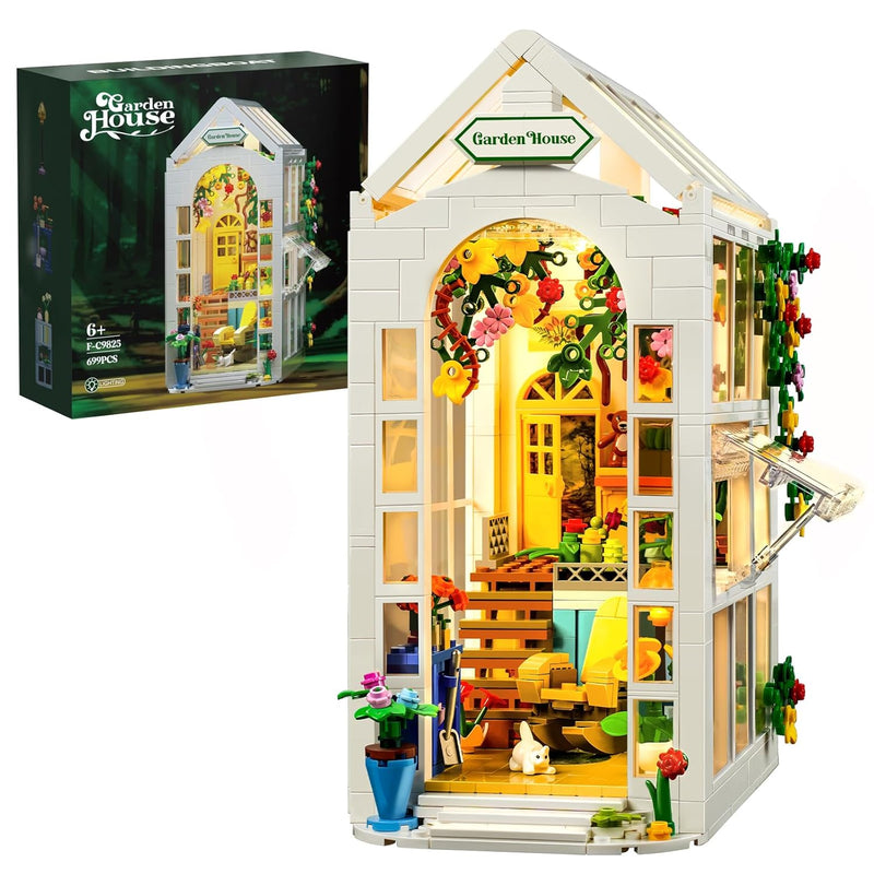 Flower House Building Set With Led Lights, Garden House Building Toy Compat