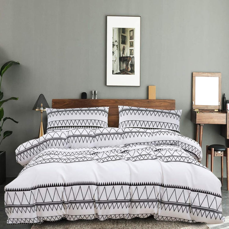 White Duvet Covers Twin- 2 Pcs Soft Cooling Boho Bedding Set, White Comforter
