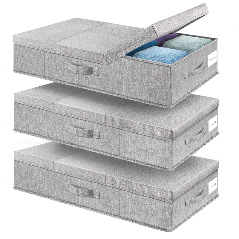 Underbed Storage Containers 3 Pack, Large Under Bed Storage Bins With Lids, Fold