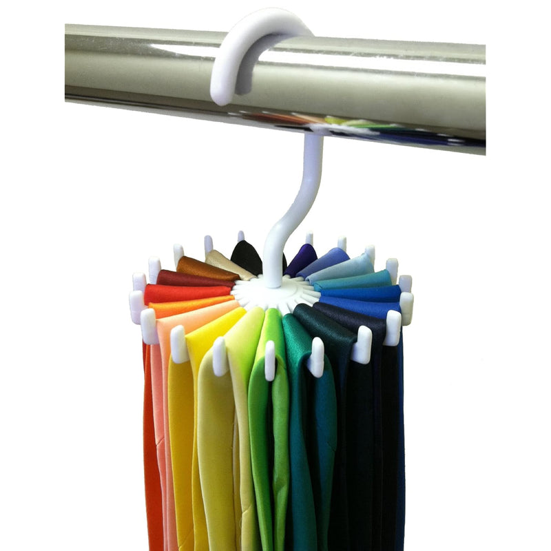 Twirling Tie Rack / Hanger Organizer / Belt Rack, Rotates 360 Degrees, Holds 20