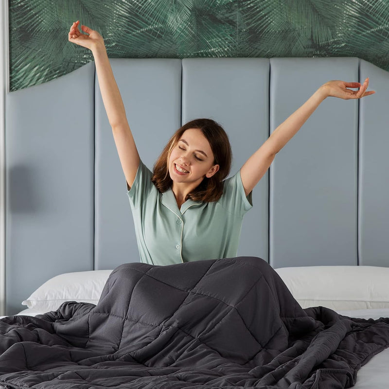 Weighted Blanket For Adults 15Lbs 60"X 80" Queen Size Dark Grey Cooling Weight