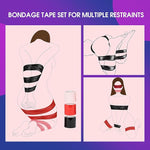 BDSM Bondage Tape Set – 3 Rolls Reusable PVC Restraint Tape with Blindfold