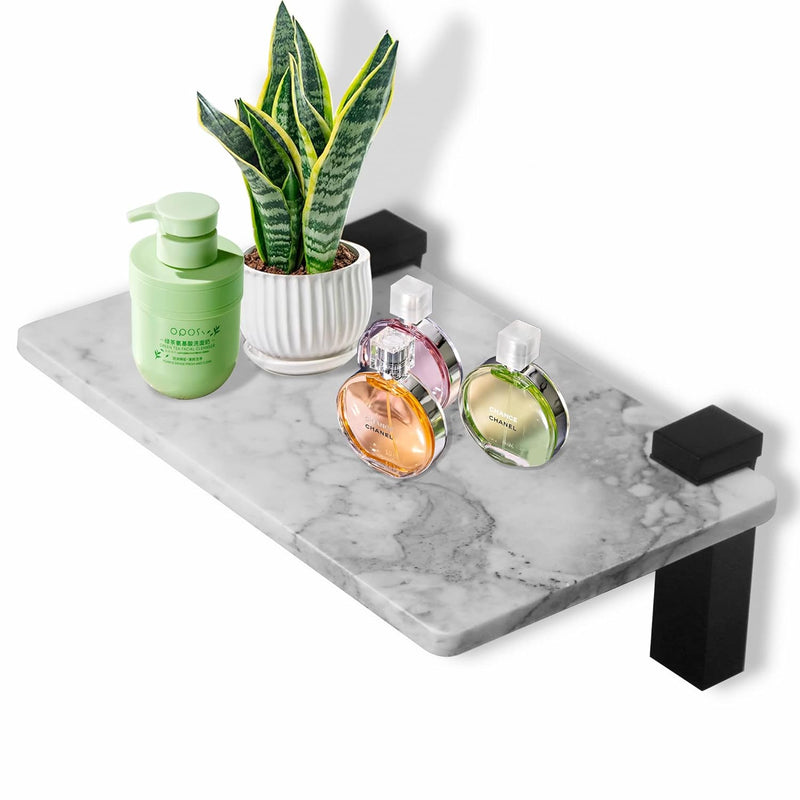 Bathroom Floating Shelves, Marble Stone Wall Mount Shelf Organizer For Home, W