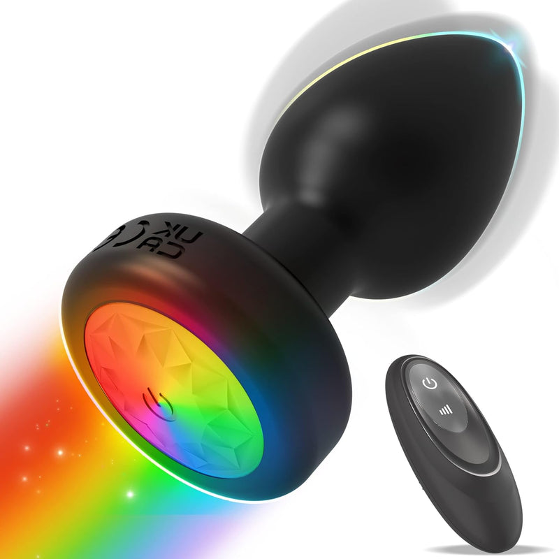 Vibrating Butt Plug Light Up Anal Toys, Led Lighted Anal Plug Female Vibrator, 7 Vibrating & Glowing Women Sex Toys With Remote Control, Silicone But Plug Prostate Massager Adult Toys For Women, Men