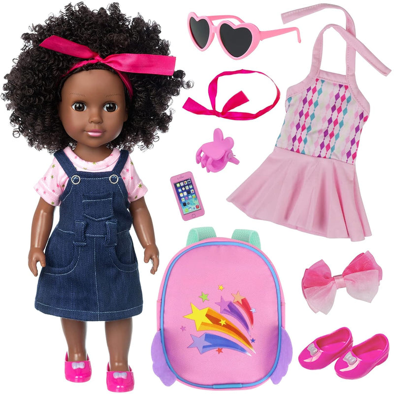Black Doll 14.5 Inch Baby Girl Doll And Clothes Set African Washable Realis