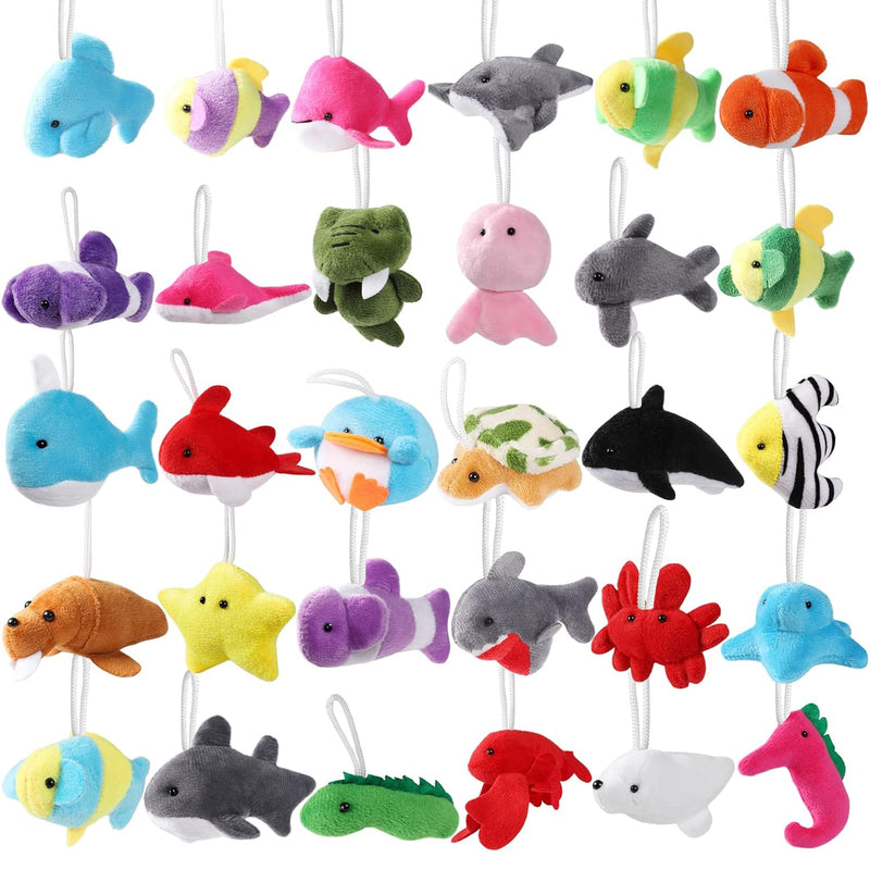 30 Pack Mini Ocean Animal Plush Toys Bulk,Cute Sea Creatures Stuffed Animal