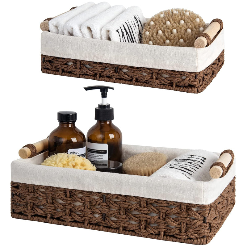 Small Wicker Baskets For Shelves, Wicker Baskets For Organizing With Natural Fib