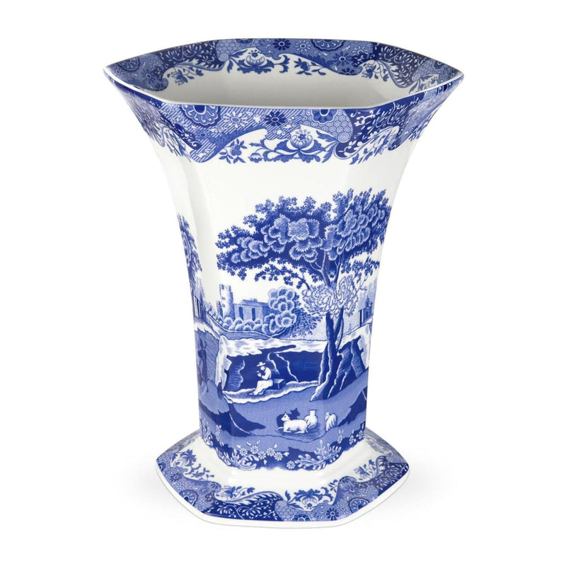 Blue Italian Collection Hexagonal Vase | 10.5 Inch Tall | Table Centerpiece Dé