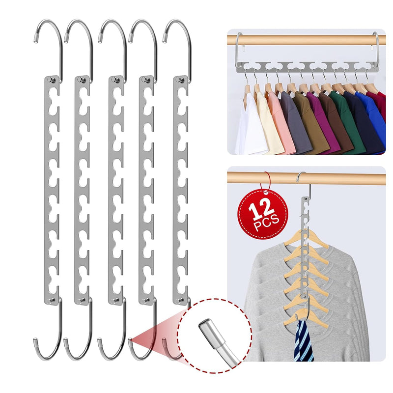 Space Saving Hangers - 12 Pack Stainless Steel Magic Hangers, Hanger Organizer F