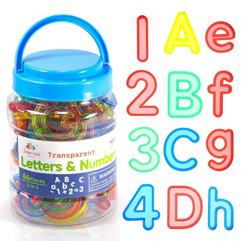 Transparent Letters And Numbers Set, 66 Pcss Light Table Toys, Plastic Lett