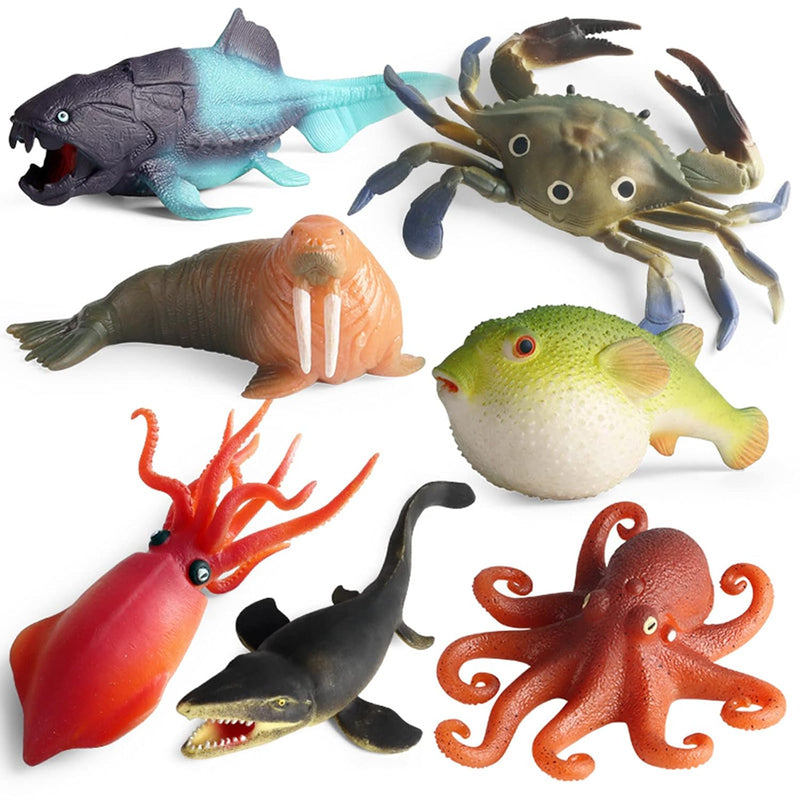 Rubber Ocean Animals Toys, Tpr Soft Stretchy Toys For Boys And Girls, Float