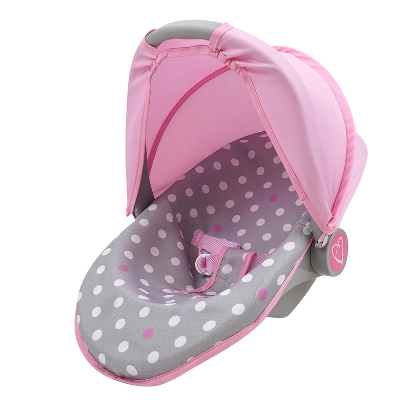 Crew: Cotton Candy Pink: 3 In 1 Doll Car Seat Pink, Grey, Polka Dot For Dol