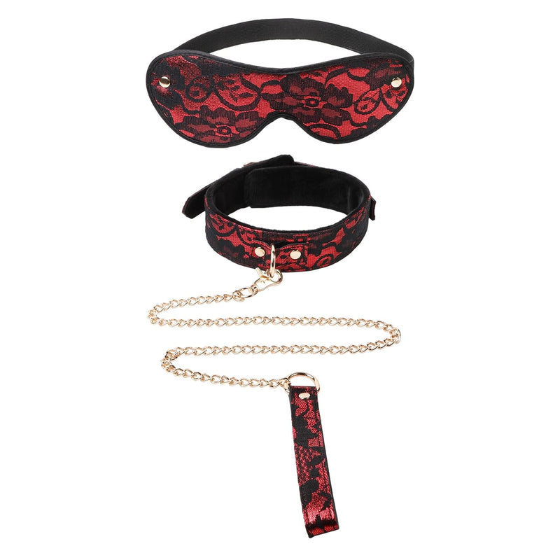 Lace Collar With Lead Set And Blindfold, For Adults Bdsm Restraint Sex Play Toys