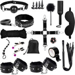 23PCS Bondage Restraint Kit – Upgraded Leather BDSM Set with Storage Bag