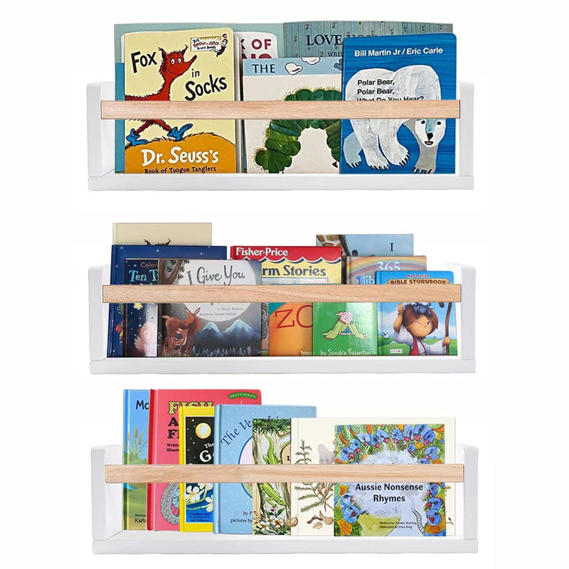 Nursery Wall Décor Shelves White Floating Bookshelves For Baby And Kids Room 1