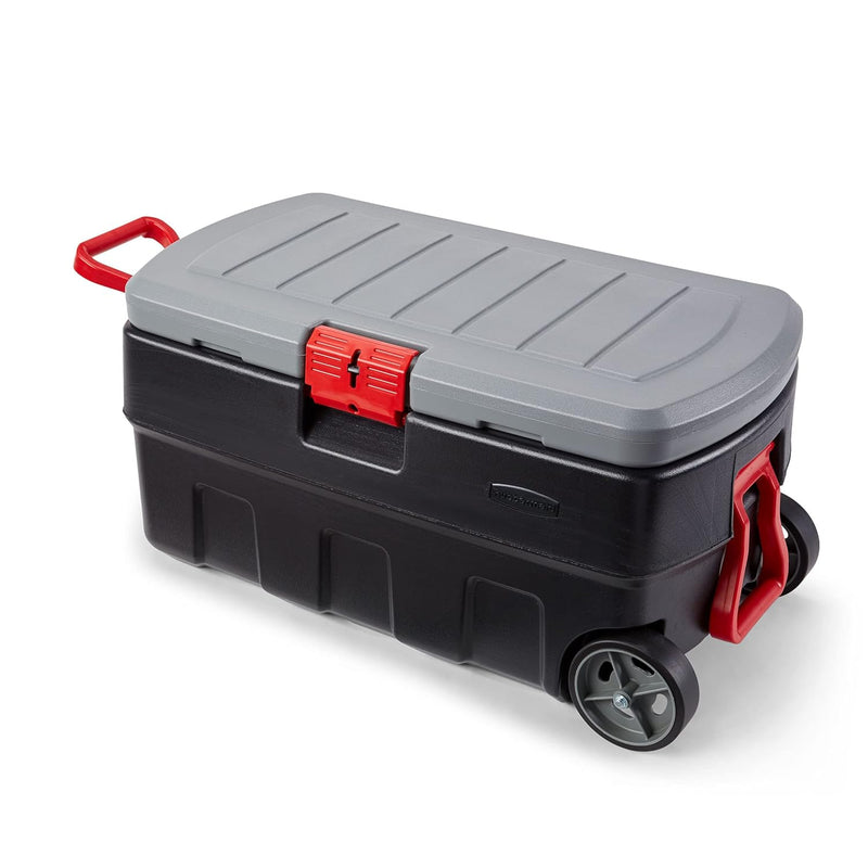 Rubbermaid Actionpacker 35 Gal Wheeled Lockable Storage Bin With Lid, Heavy-Duty