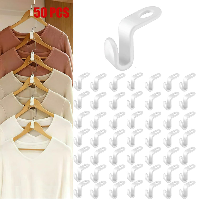 Clothes Hanger Connector Hooks 50Pcs Plastic Hooks Cascading Hangers Space Savin