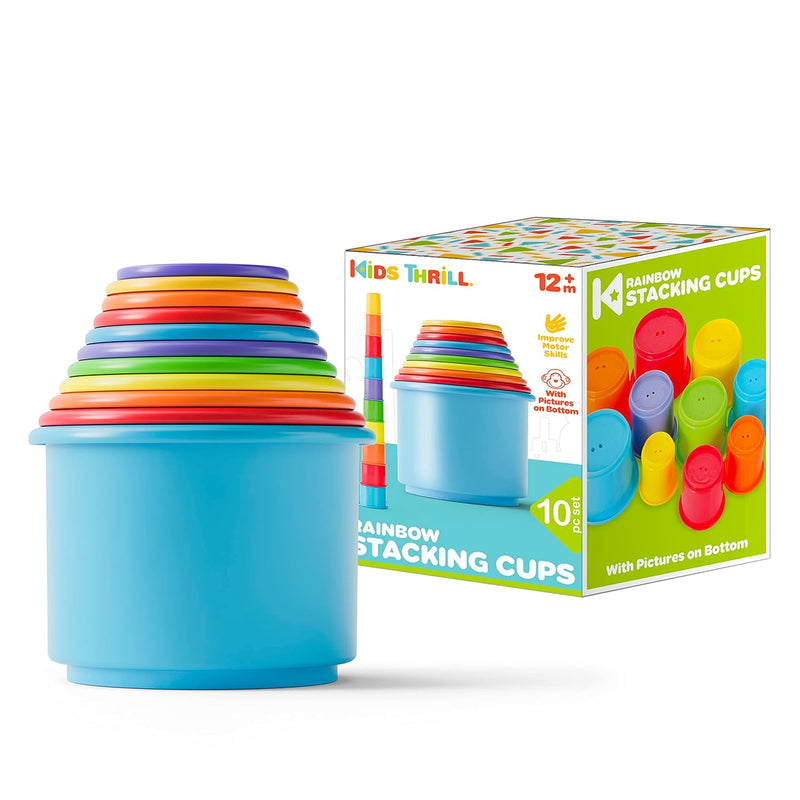 Rainbow Colors Baby Stacking Cups For Toddlers, Tall Baby Stacking Toys Nes