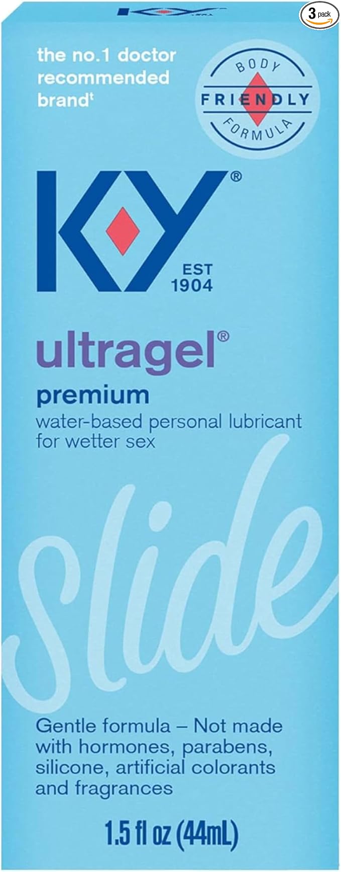 Ultragel Personal Lubricant 1.5 oz - Pack of 3, Long-Lasting, Smooth Gel