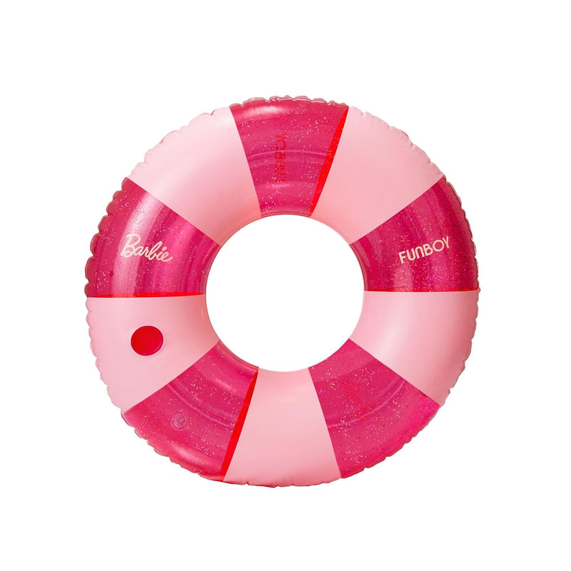 Barbie & Vintage Stripe Glitter Tube Ring Pool Float With Cup Holder