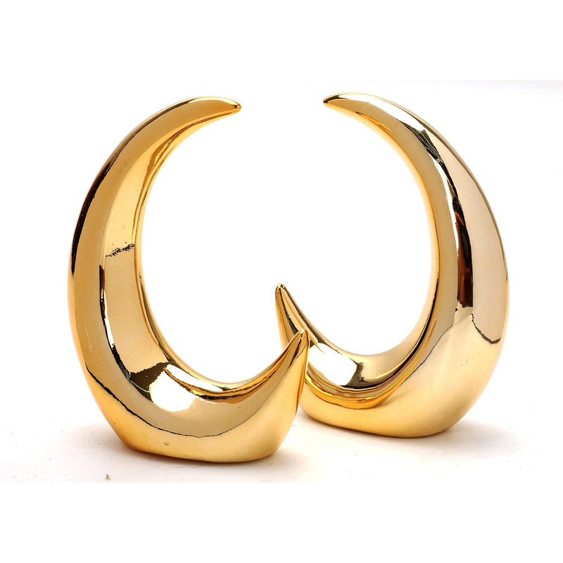 2 Pieces Gold Small Animal Statue Moon Statue Decor Modern Style Ceramic Moon