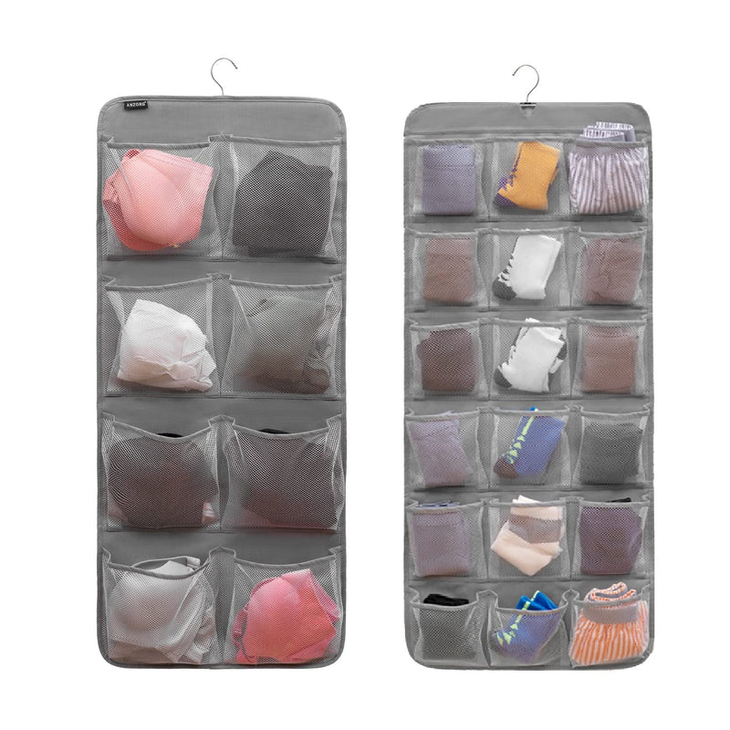 Dual-Sided Hanging Closet Organizer For Socks Underwear Bra Kids Storage Organiz