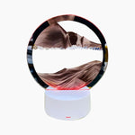 Round Glass Sand Art for Home Office and Living Space - Brown Moving Sand Art Picture in Motion