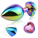 Butt Plugs Anal Trainer Kits 3Pcs Colorful Metal Anal Plugs Prostate Massager Heart Shape Jewelry Base Adult Sex Toys For Men And Women (Pink)