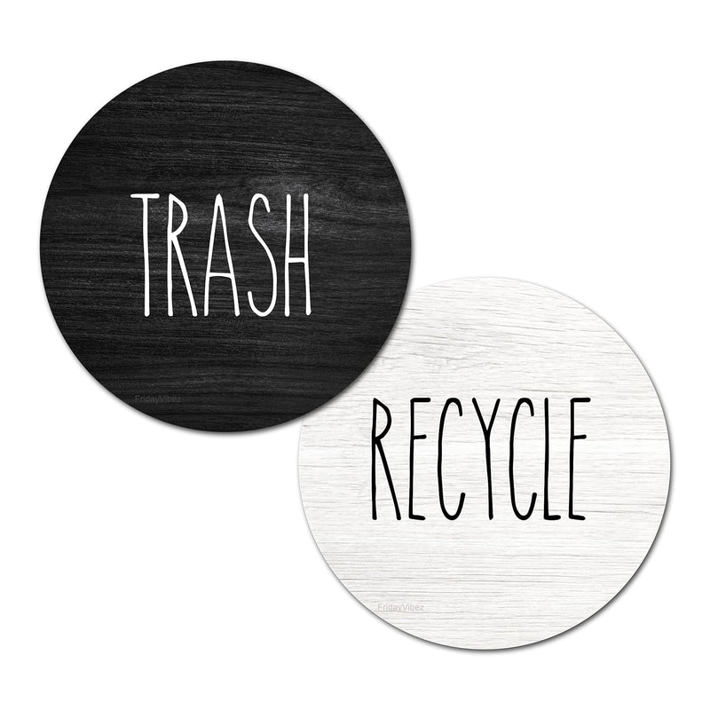 Rustic Recycle And Trash Magnets For Kitchen Trash Cans And Recycling Bins, Tras