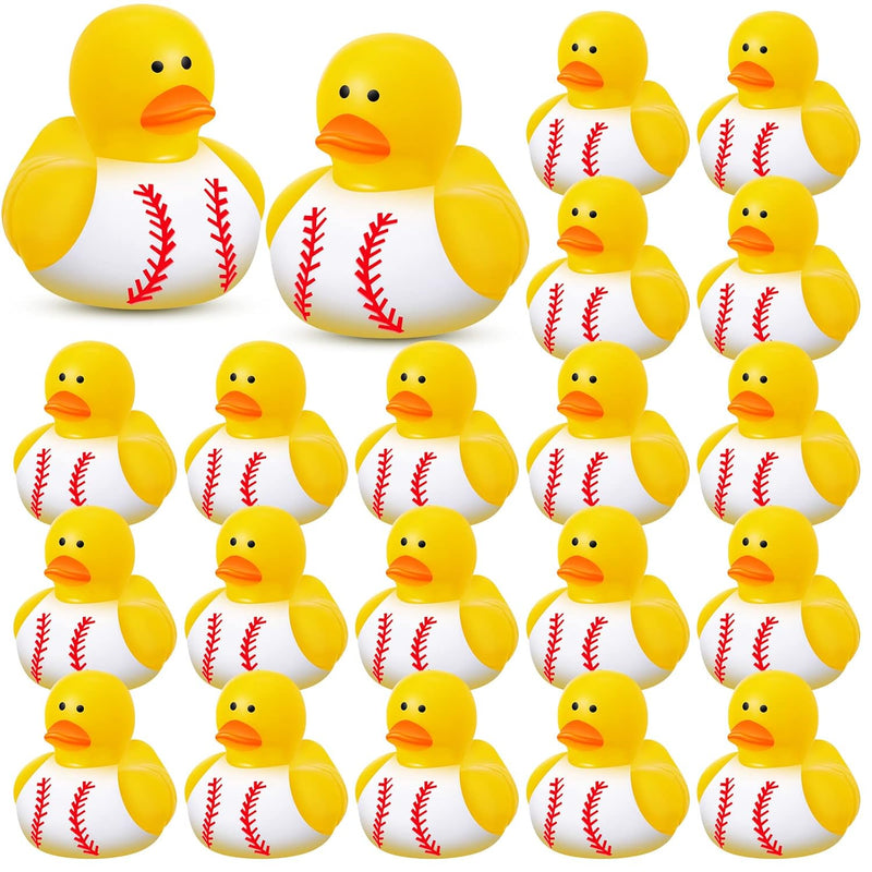 24 Pieces Baseball Rubber Ducks Mini Ducks Yellow Rubber Ducky Bath Toys Ba