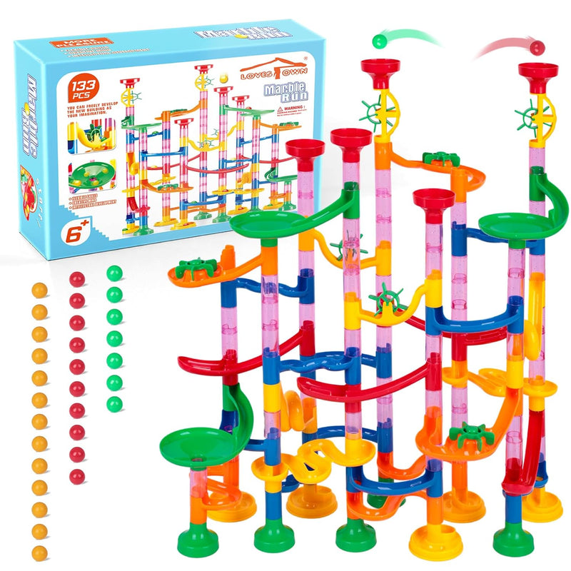 LovesTown 133PCS Marble Run Set, Marbles Run Games Educational Toy for Kids