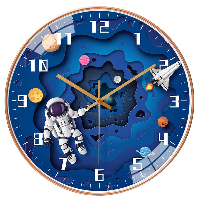 12 Inch Silent Movement Kids Wall Clock, Non Ticking Children Round Wall Clock