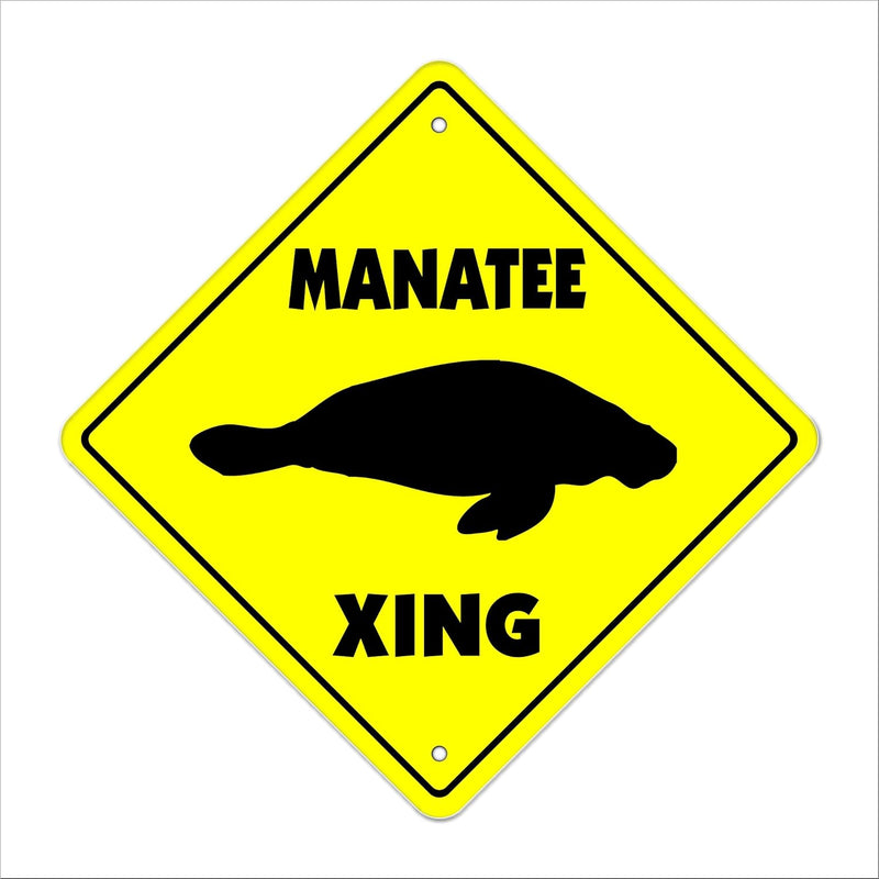 Manatee Crossing Sign Zone Xing | Indoor/Outdoor | 12" Tall Plastic Sign Mamma