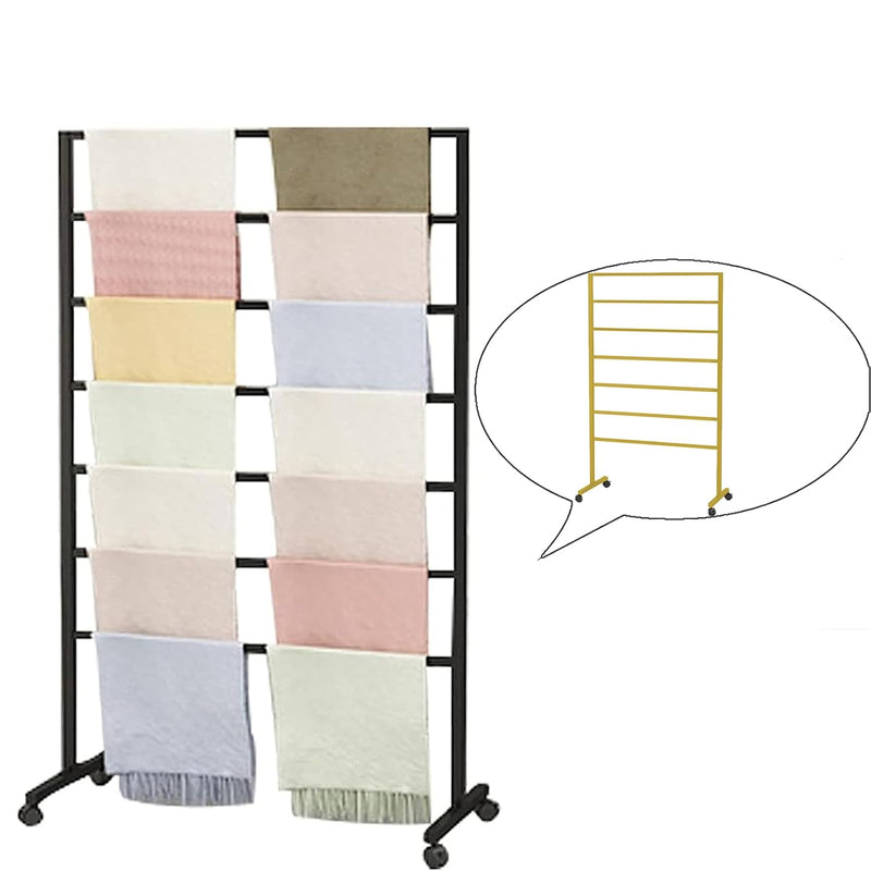 Gold Freestanding Metal Scarf Display Stand, Double-Sided Scarf Floor Standing D