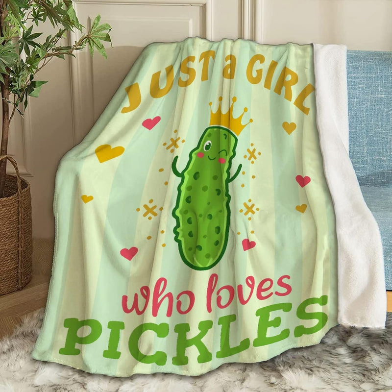Pickles Blanket Gifts For Girl Women, Just A Girl Who Loves Pickles Throw Blan