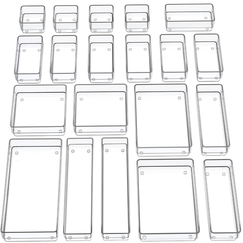 20-Piece Drawer Organizer With Non-Slip Silicone Pads, 7-Size Desk Drawer Organi