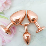 Anal Trainer Kit 3Pcs - Stainless Steel Butt Plug Set With Expanding Rose Gold Design - Adult Sex Toys Gift For Men & Women (Green)