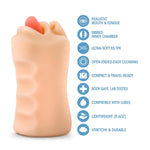 Blush X5 Men 4.75" Oral Anne Masturbator, Realistic Mouth & Tongue For Lifelike Oral Play, Ultrasoft Open Ended Ribbed Pocket Stroker For Extreme Cock Pleasure, Adult Sex Toy For Men - (Vanilla)