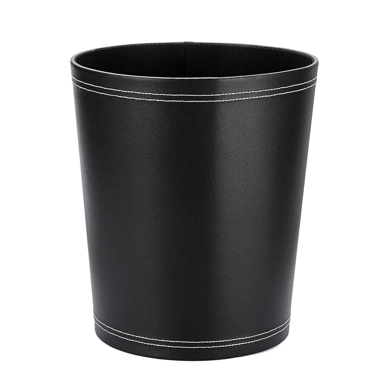 Round Leather Waste Basket,Small Classic Pu Trash Garbage Can Under Desk Cabinet