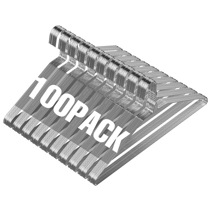 Wire Hangers 100 Pack, Metal Wire Clothes Hanger Bulk For Coats, Space Saving Me