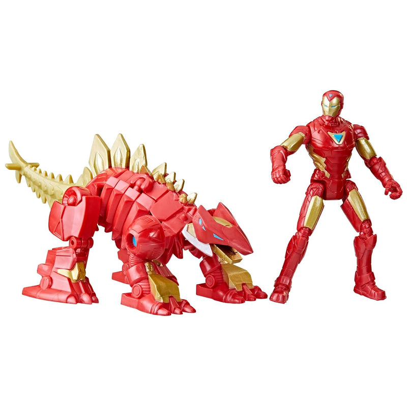 Marvel Mech Strike Mechasaurs, 4-Inch Iron Man with Iron Stomper Mechasaur