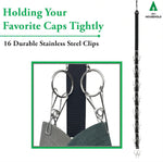 Hat Organizer for Baseball Caps - Holder Closet 2Pack Each 16 Premium Clips, Good Hangers Rod, Display Wall Mount, Easy Storage Racks and Hats, Black