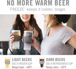 Freeze, Frozen Mugs, Freezable Pint Set, Beer Keep Your Drinks Cold, Double Walled Insulated Glasses, Tumbler for Iced Coffee, 16oz, Set of 2, Gray