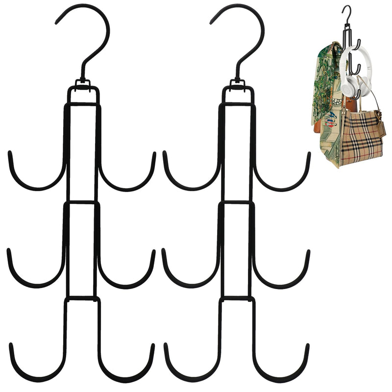 Purse Hanger Organizer For Closet Black 2 Pcs 360° Rotatable Metal Hanging Bag T